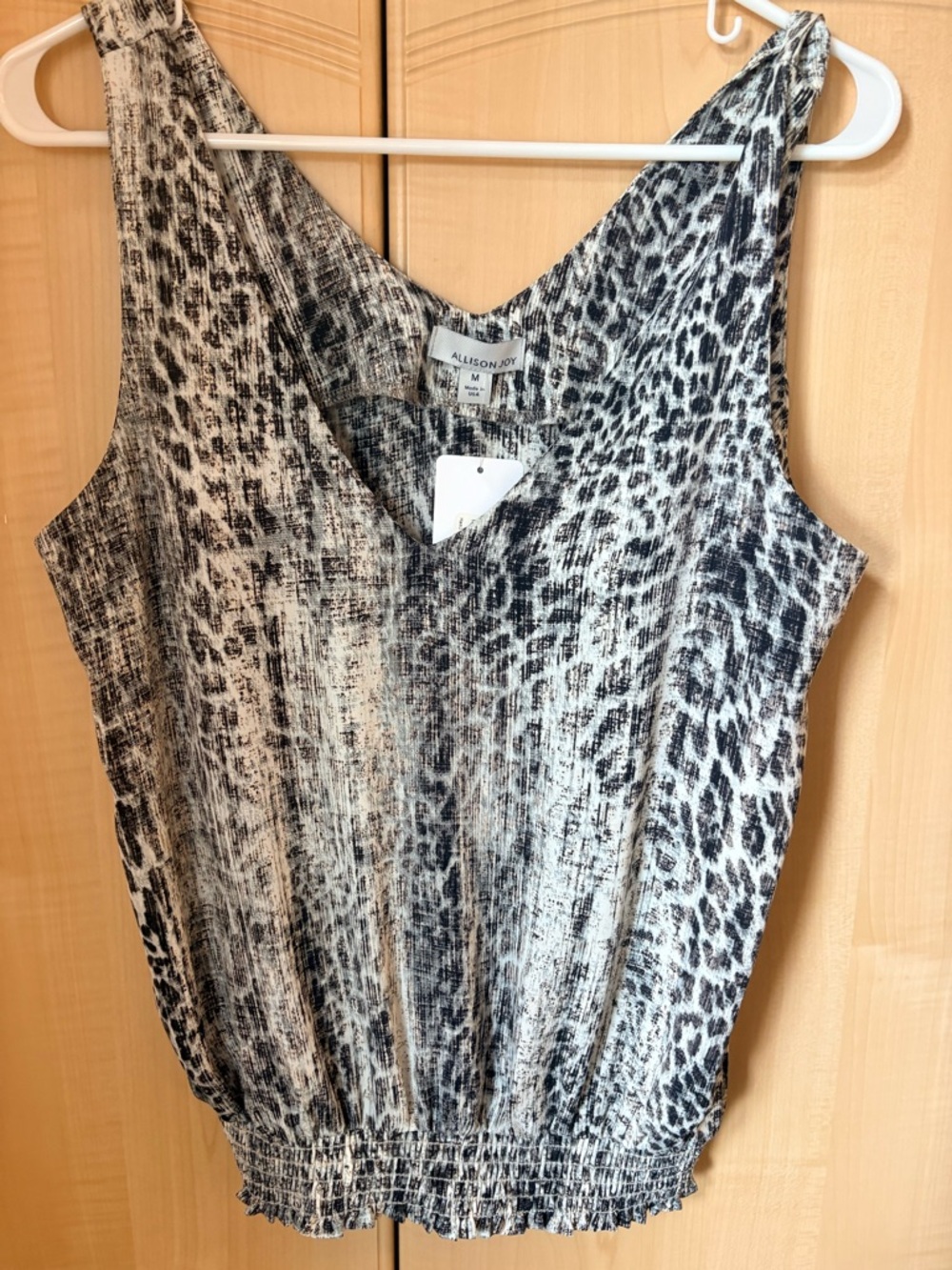 Allison Joy Black & Cream Animal Print V-Neck Tank